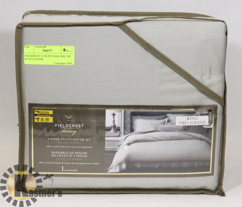 FIELDCREST LUXURY KING SIZE 3PC DUVET COVER.