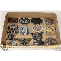 FLAT OF 14 BELT BUCKLES.