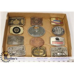 FLAT OF 12 OIL/GAS RELATED BELT BUCKLES.