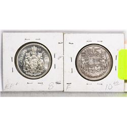 1950 & 1962 SILVER CANADIAN 50 CENT COINS
