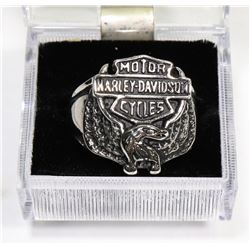 HARLEY DAVIDSON LOGO & EAGLE SZ 14 RING SILVER