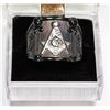 Image 1 : MENS MASONIC BLACK TONE RING SZ 12.5 SILVER