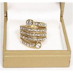 GOLD TONED LADIES CZ RING SZ 8