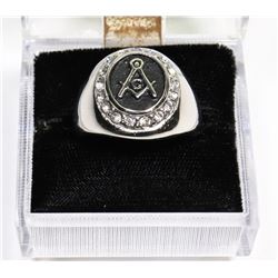 MASONIC SILVER TONED SZ 11.5 RING