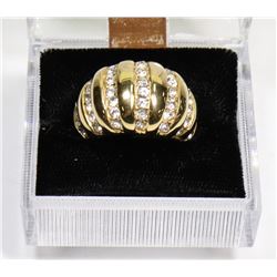 GOLD TONED LADIES CZ RING SZ 7