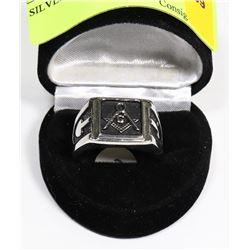 SILVER TONE MASONIC RING SZ 11