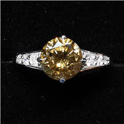 47) 14K WHITE GOLD BROWN DIAMOND RING,