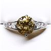 Image 2 : 47) 14K WHITE GOLD BROWN DIAMOND RING,