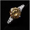 Image 4 : 47) 14K WHITE GOLD BROWN DIAMOND RING,
