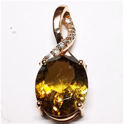 48) 14K ROSE GOLD TOURMALINE & DIAMOND PENDANT,