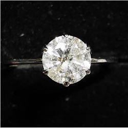 50) 14K WHITE GOLD DIAMOND SOLITAIRE RING,