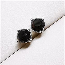 33) 14K WHITE GOLD BLACK DIAMOND STUD EARRINGS,