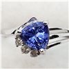 Image 1 : 24) 10K WHITE GOLD TANZANITE & DIAMOND RING,