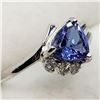 Image 2 : 24) 10K WHITE GOLD TANZANITE & DIAMOND RING,