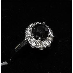 22) 10K WHITE GOLD BLACK DIAMOND RING,