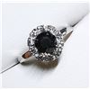 Image 2 : 22) 10K WHITE GOLD BLACK DIAMOND RING,