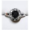 Image 3 : 22) 10K WHITE GOLD BLACK DIAMOND RING,