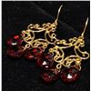 Image 3 : 21) 18K YELLOW GOLD GARNET CHANDELIER EARRINGS,