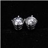 Image 2 : 40) 14K WHITE GOLD SINGLE STONE DIAMOND EARRINGS,