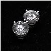 Image 4 : 40) 14K WHITE GOLD SINGLE STONE DIAMOND EARRINGS,