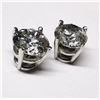 Image 6 : 40) 14K WHITE GOLD SINGLE STONE DIAMOND EARRINGS,