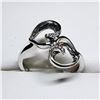 Image 3 : 38) 10K WHITE GOLD DIAMOND DOUBLE HEART RING,