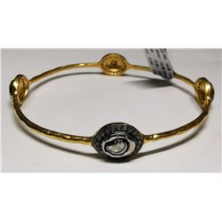 28) SILVER GILT DIAMOND BANGLE BRACELET,
