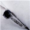 Image 2 : 27) 14K WHITE GOLD BLACK DIAMOND RING,