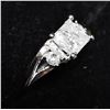 Image 3 : 44) 14K WHITE GOLD FANCY CUT DIAMOND RING,