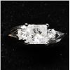 Image 4 : 44) 14K WHITE GOLD FANCY CUT DIAMOND RING,