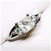 Image 6 : 44) 14K WHITE GOLD FANCY CUT DIAMOND RING,