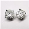 Image 1 : 42) 14K WHITE GOLD SINGLE STONE DIAMOND EARRINGS,