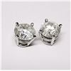 Image 2 : 42) 14K WHITE GOLD SINGLE STONE DIAMOND EARRINGS,