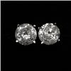 Image 4 : 42) 14K WHITE GOLD SINGLE STONE DIAMOND EARRINGS,