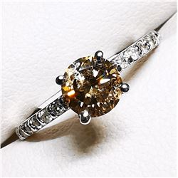30) 14K WHITE GOLD FANCY COLORED DIAMOND RING,