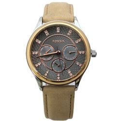 NEW FOSSIL TRIPLE CHRONO GREY DIAL/TAN LEATHER