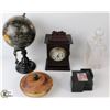 Image 1 : BOX W/GLOBE, WOOD WORKING CLOCK/BOX