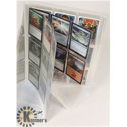 BINDER WITH 3 PAGES OF TRADING CARDS INCL 2 SHEETS
