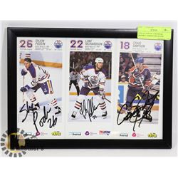 COLLECTION OF 3 SIGNED & FRAMED  EDMONTON OILERS