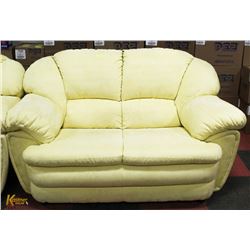 64" YELLOW TONED SOFA.
