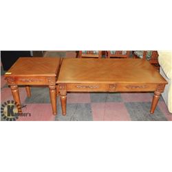 WOOD CARVED STYLE COFFEE (21"X52"X21") AND END