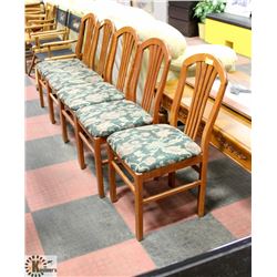 LOT OF 5 WOOD AND FABRIC SIDECHAIRS. FURNITURE