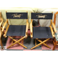 LOT OF 2 WOOD FOLDING DIRECTOR STYLE CHAIRS.
