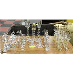 COLLECTION OF CRYSTAL CANDLE HOLDERS & FIGURINES