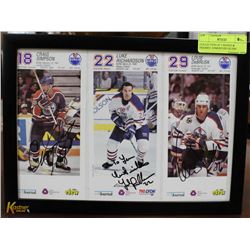 COLLECTION OF 3 SIGNED & FRAMED  EDMONTON OILERS
