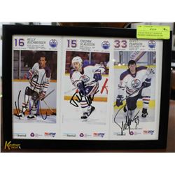 COLLECTION OF 3 SIGNED & FRAMED  EDMONTON OILERS