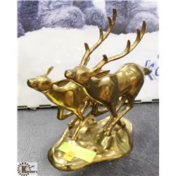 PAIR OF BRASS DEER RUNNING FIGURE.