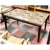 Image 1 : FAUX MARBLE KITCHEN TABLE, 38"X64"X30.5".
