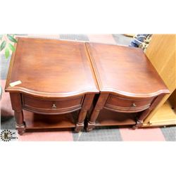 LOT OF 2 WOOD TONED END TABLES, (24"X27"X24").
