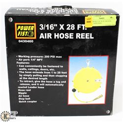 POWERFIST 3/16" X 28' AIR HOSE REEL, 200PSI MAX.